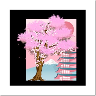 Japan Pink Flower Sakura Japanese Cherry Blossom Posters and Art